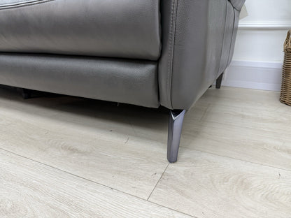 Sofology The Missouri 3 Seater Chaise Sofa & Footstool Set In Charcoal Leather