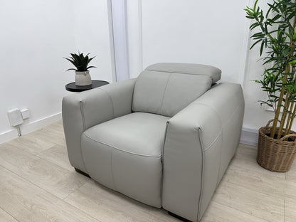 DFS Lauder Memory Power Recliner Armchair In Grey Mist Leather