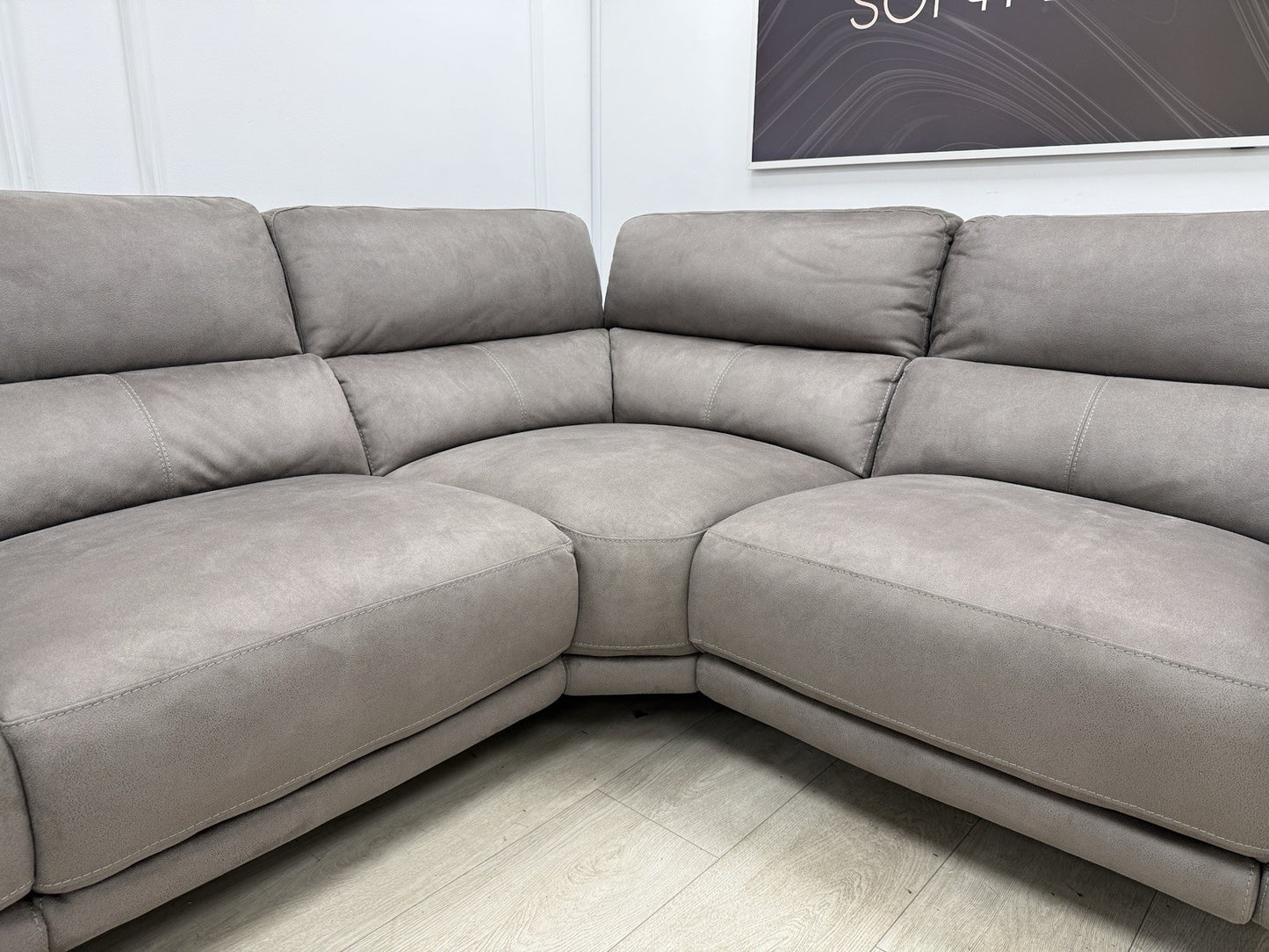 DFS San Mateo Power Recliner Corner Sofa In Arizona Pewter Fabric