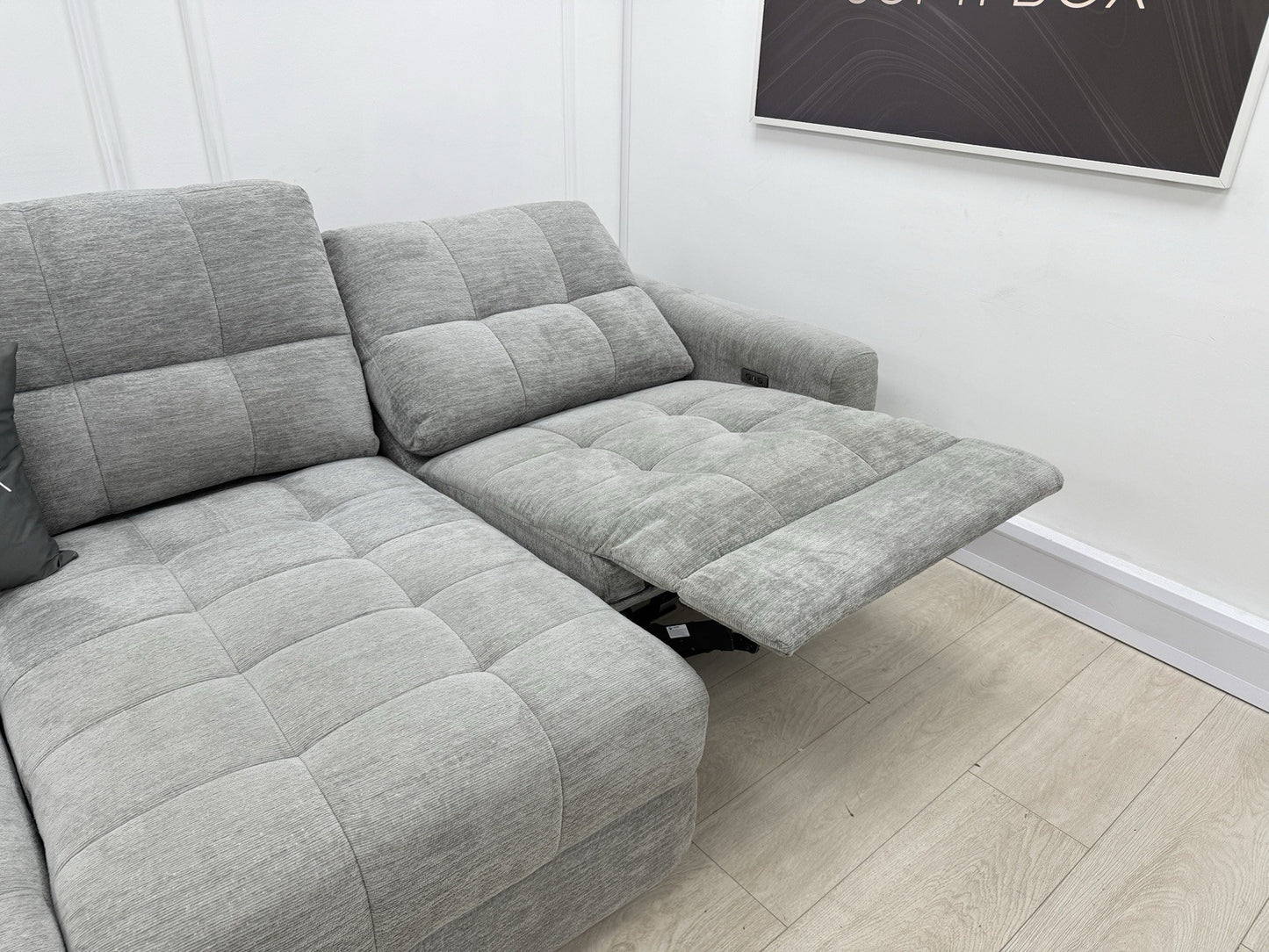 DFS Steller Motion Recliner L Shape Sofa In Mist Grey