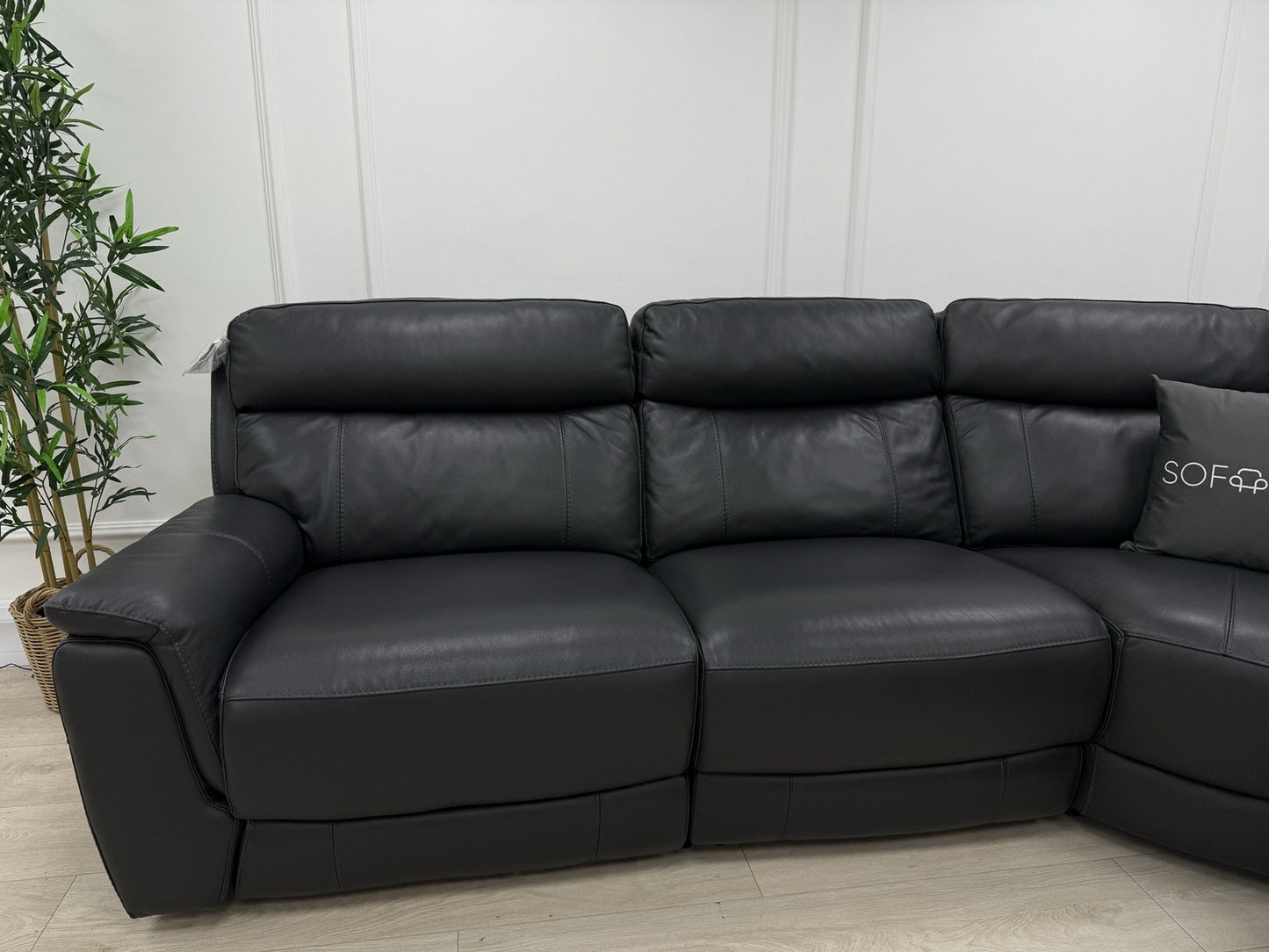 DFS Ronan Leather 4x Power Recliner Corner Sofa In Grey