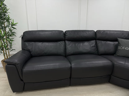 DFS Ronan Leather 4x Power Recliner Corner Sofa In Grey