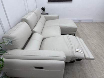 DFS San Antonio Power Recliner 3 Seater Chaise End Sofa In Fossil Leather