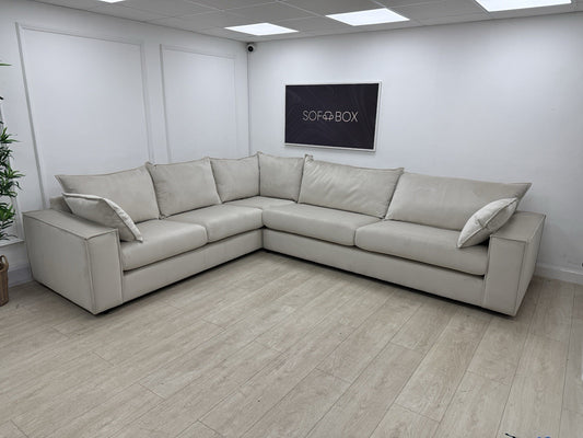 DFS Lovise Velvet XL Corner Sofa In Cream