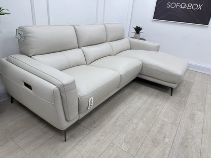 DFS San Antonio Power Recliner 3 Seater Chaise End Sofa In Fossil Leather