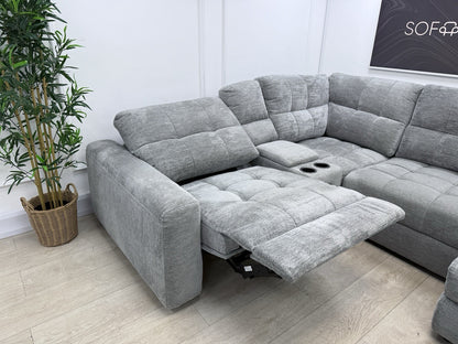 DFS Steller Power Recliner Corner Sofa In Mist Grey