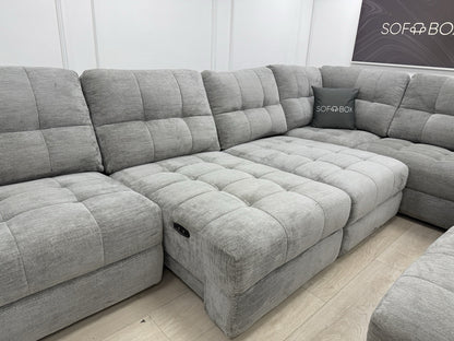 DFS Steller Corner Sofa & Footstool In Mist Grey