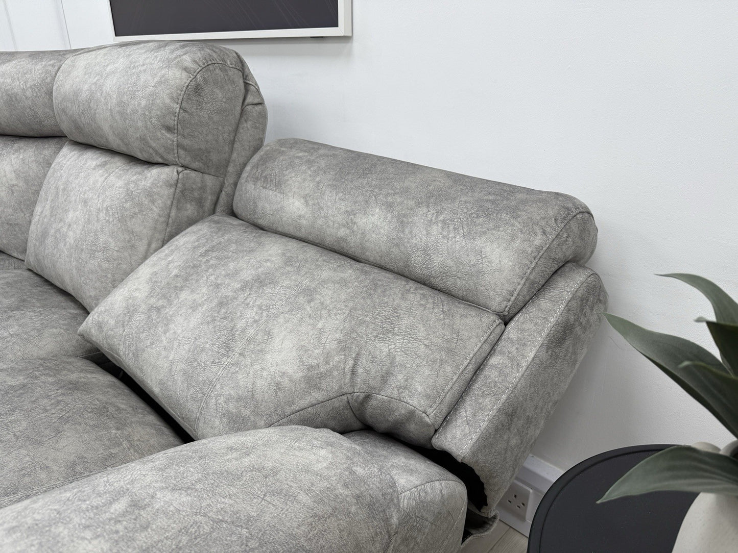 Furniture Village Moreno Power Recliner Corner Sofa & Footstool In Grey