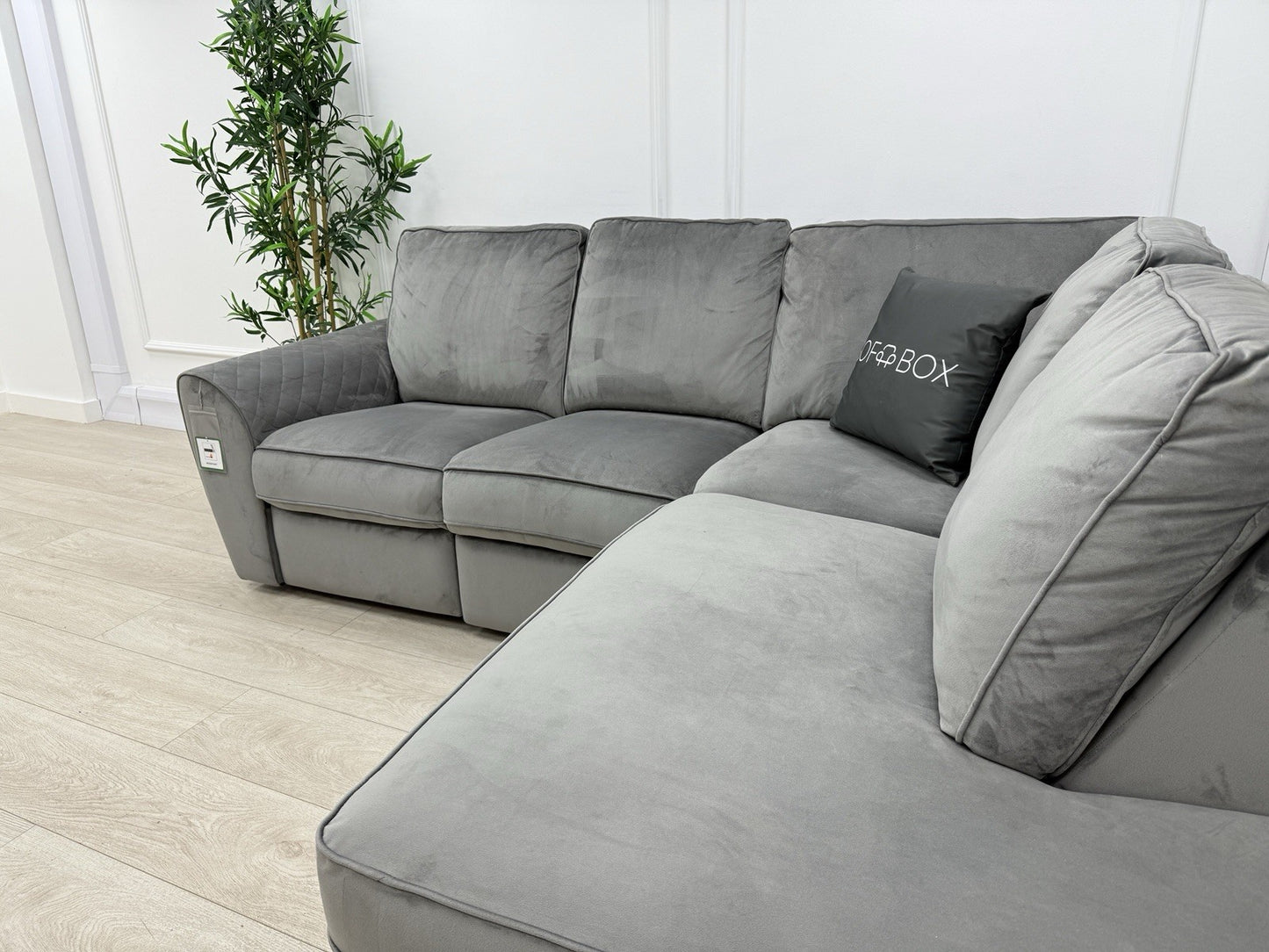 DFS Orka Velvet Power Recliner Corner Sofa In Grey