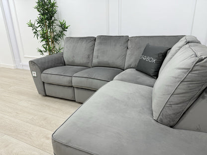 DFS Orka Velvet Power Recliner Corner Sofa In Grey