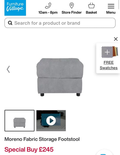 Furniture Village Moreno Power Recliner Corner Sofa & Footstool In Grey