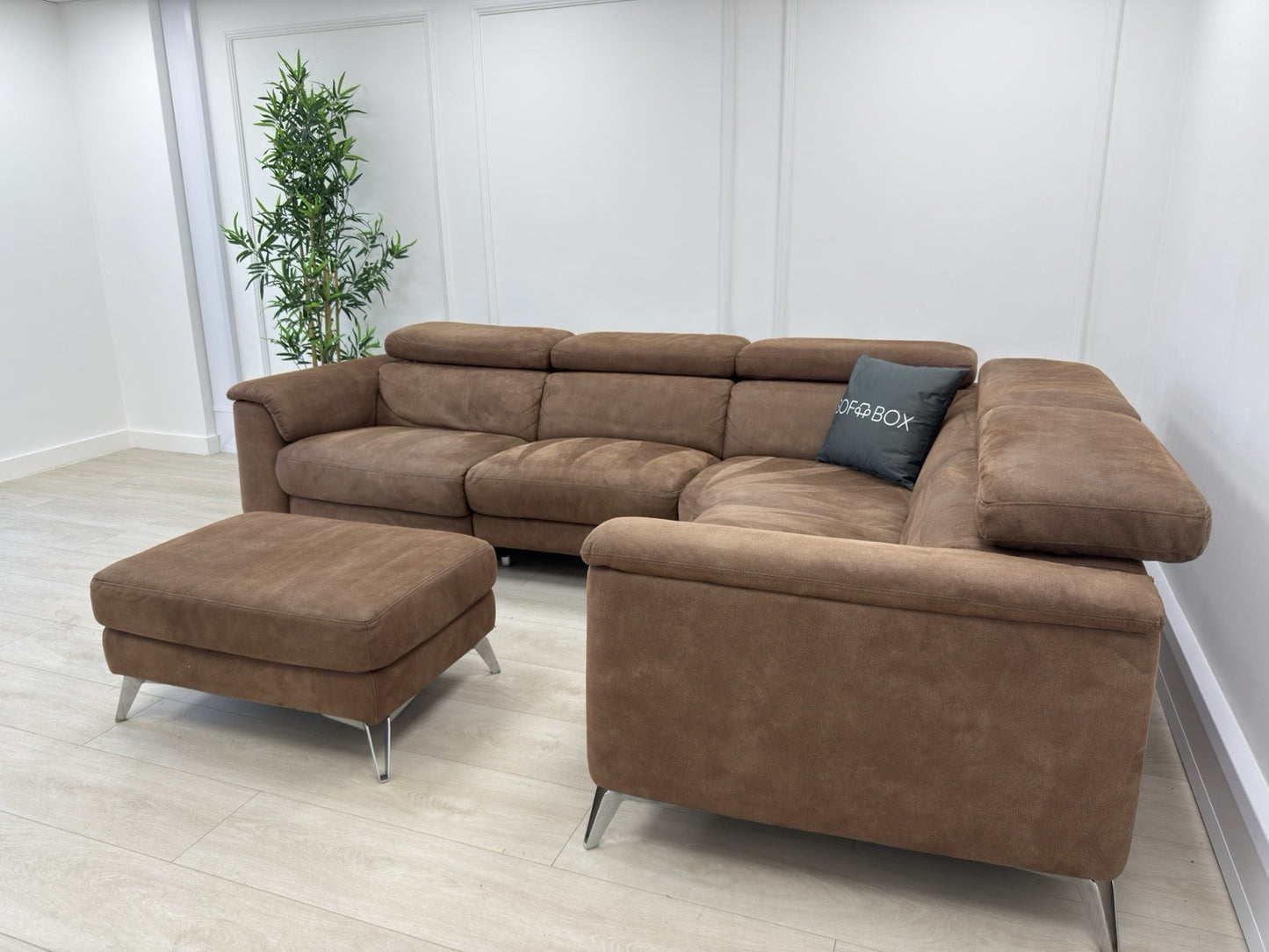 DFS Tahiti Power Recliner Corner Sofa And Footstool In Tan