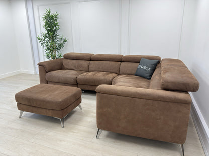 DFS Tahiti Power Recliner Corner Sofa And Footstool In Tan