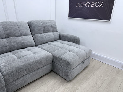 DFS Steller Power Slider U Shape Sofa In Grey Mist Fabric
