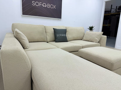 DFS Calix Swivel Corner Sofa Bed In Latte