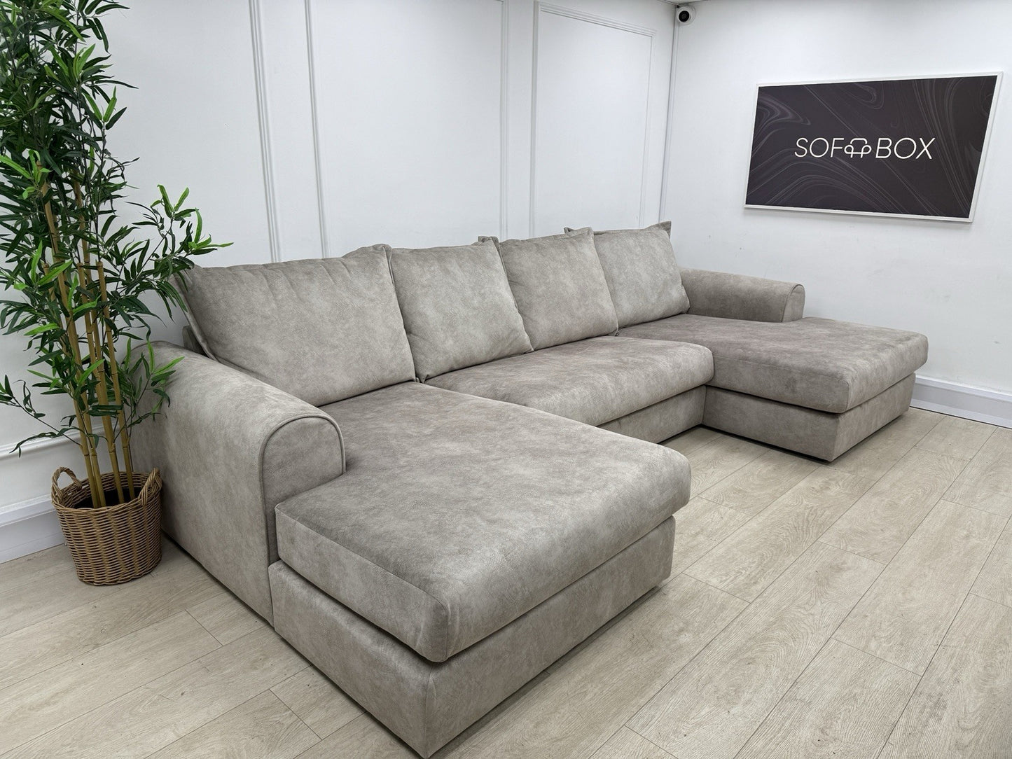 DFS Serenis Large Double Ended Chaise Sofa In Oatmeal Fabric