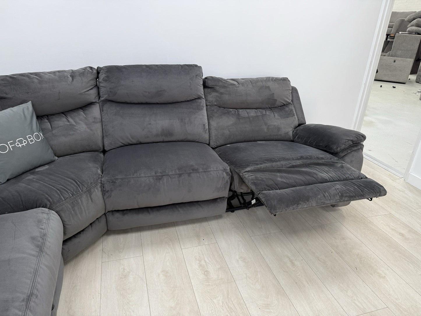 DFS Trek Recliner Corner Sofa & Armchair In Charcoal Velvet