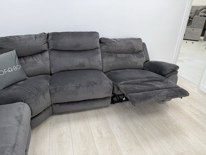 DFS Trek Recliner Corner Sofa & Armchair In Charcoal Velvet