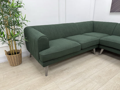 DFS Enhanced Corner Sofa In Green Bouclé Fabric
