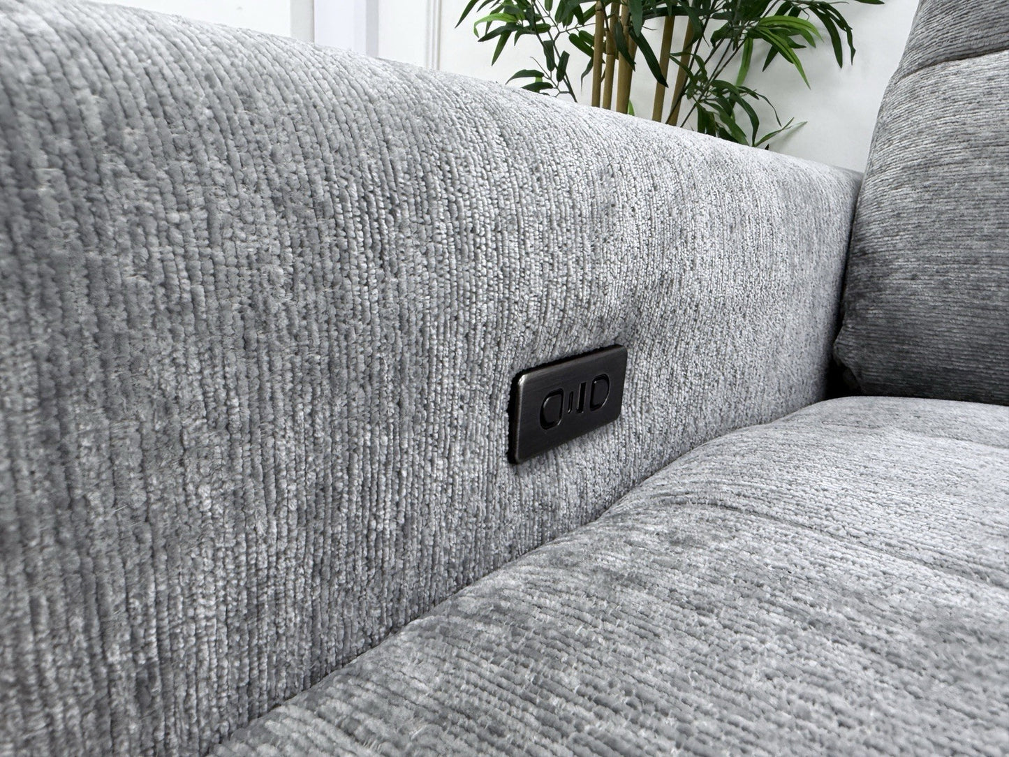 DFS Steller Power Recliner Slider Corner Sofa In Mist Grey Fabric