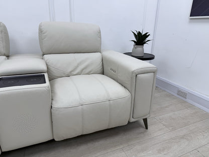 DFS Showcase 2 Seater Cinema Power Recliner Sofa With Console In Frost Leather