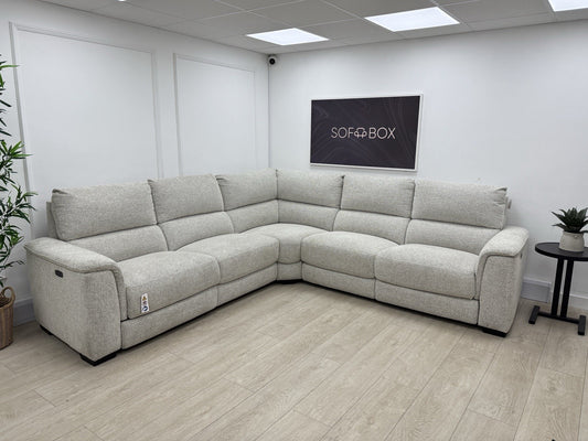 DFS Arwen 2 Corner 2 Power Recliner Corner Sofa In Oyster Fabric