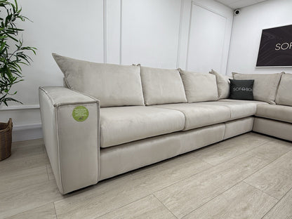 DFS Lovise XL Corner Sofa In Cream Velvet
