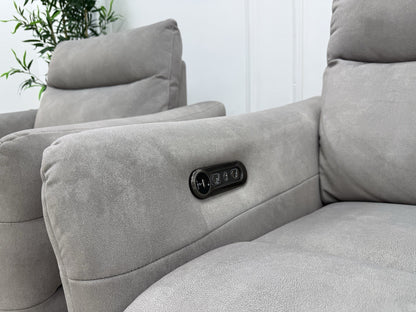 Sofology Renato Power Recliner 2 Seater Sofa & Chair Set In Stone Fabric