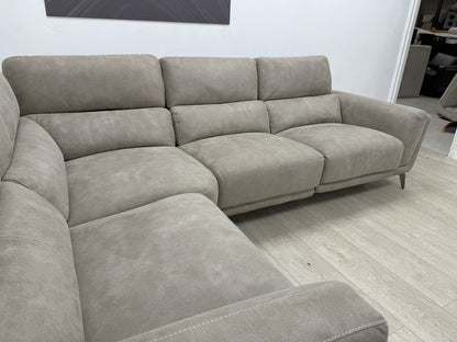 DFS San Mateo Power Recliner Corner Sofa In Stone Fabric