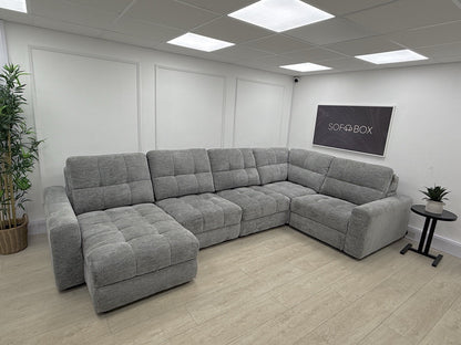 DFS Steller Corner Sofa & Footstool In Mist Grey