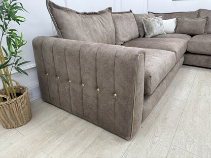 DFS Devine Corner Sofa In Chocolate Fabric