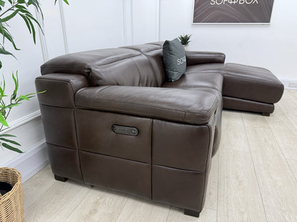 Sofology Laurence 3 Seater Recliner Chaise Sofa In Mahogany Brown Leather