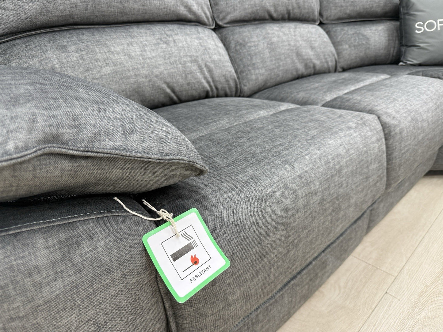 Oak Furnitureland Goodwood Power Recliner Corner Sofa In Plush Charcoal Fabric