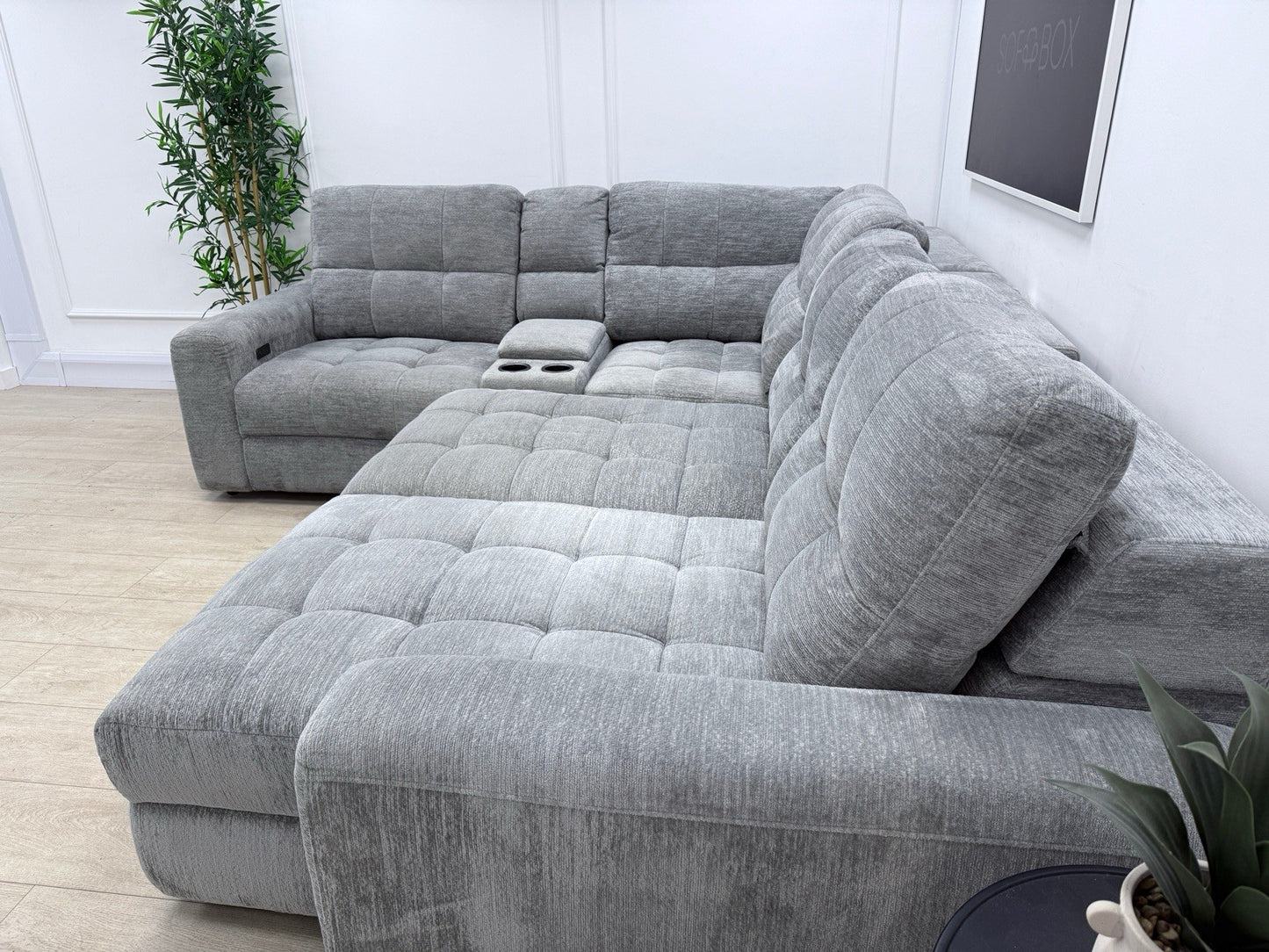DFS Steller Power Recliner Corner Sofa In Mist Grey