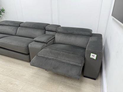 DFS Wander Power Recliner/Sofa Bed 4 Seater Sofa In Charcoal Velvet Fabric