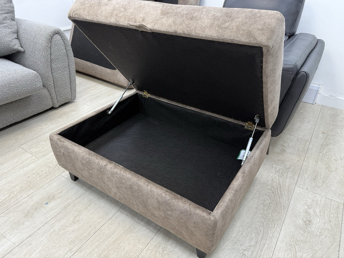 DFS Devine Storage Footstool In Chocolate Fabric