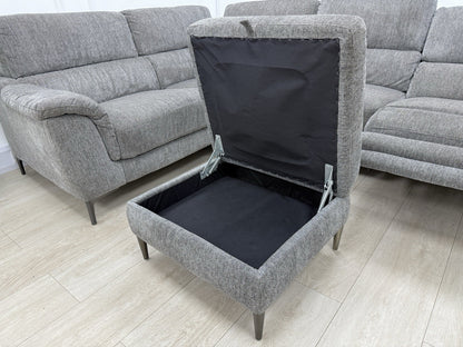 DFS Soren Power Recliner Corner Sofa & Footstool In Charcoal