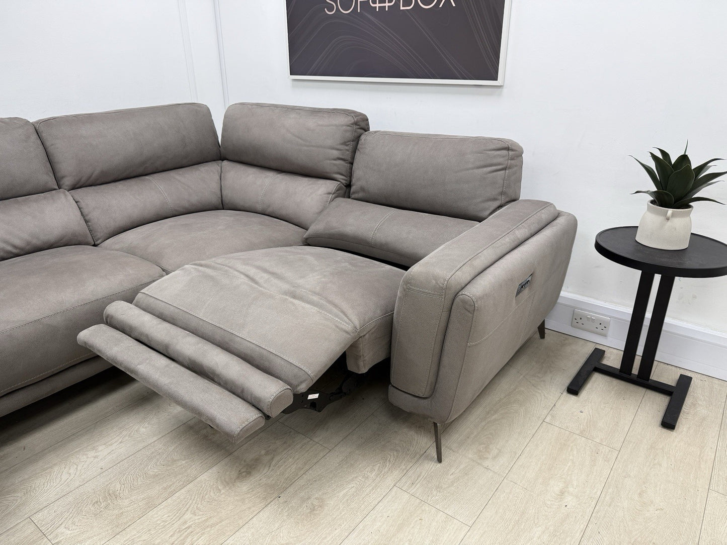 DFS San Mateo Power Recliner Corner Sofa In Arizona Pewter Fabric
