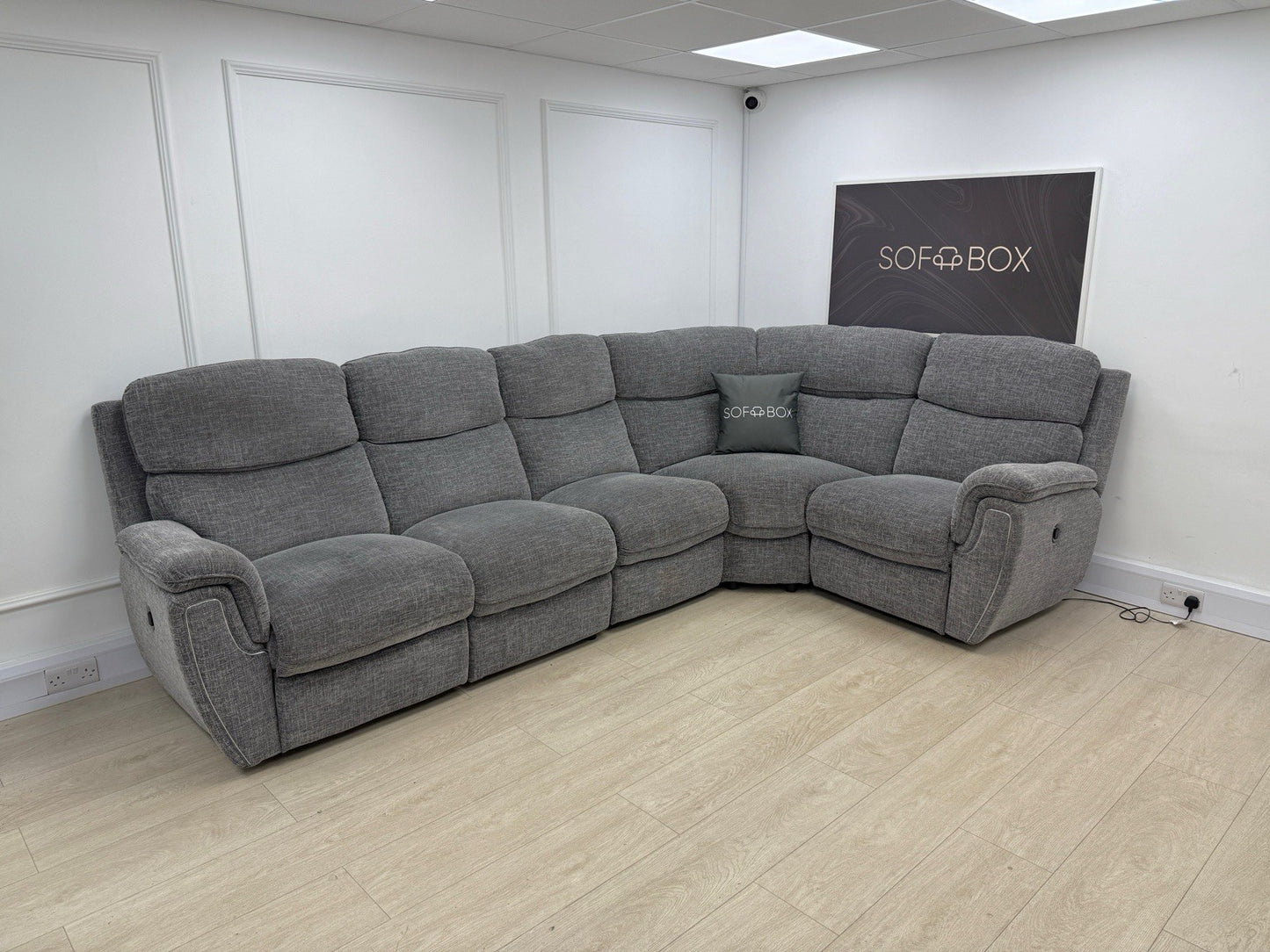 SCS Ashton Power Recliner Corner Sofa In Grey Fabric