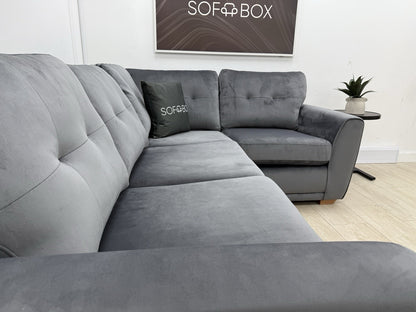 DFS Kian Corner Sofa In Grey Velvet