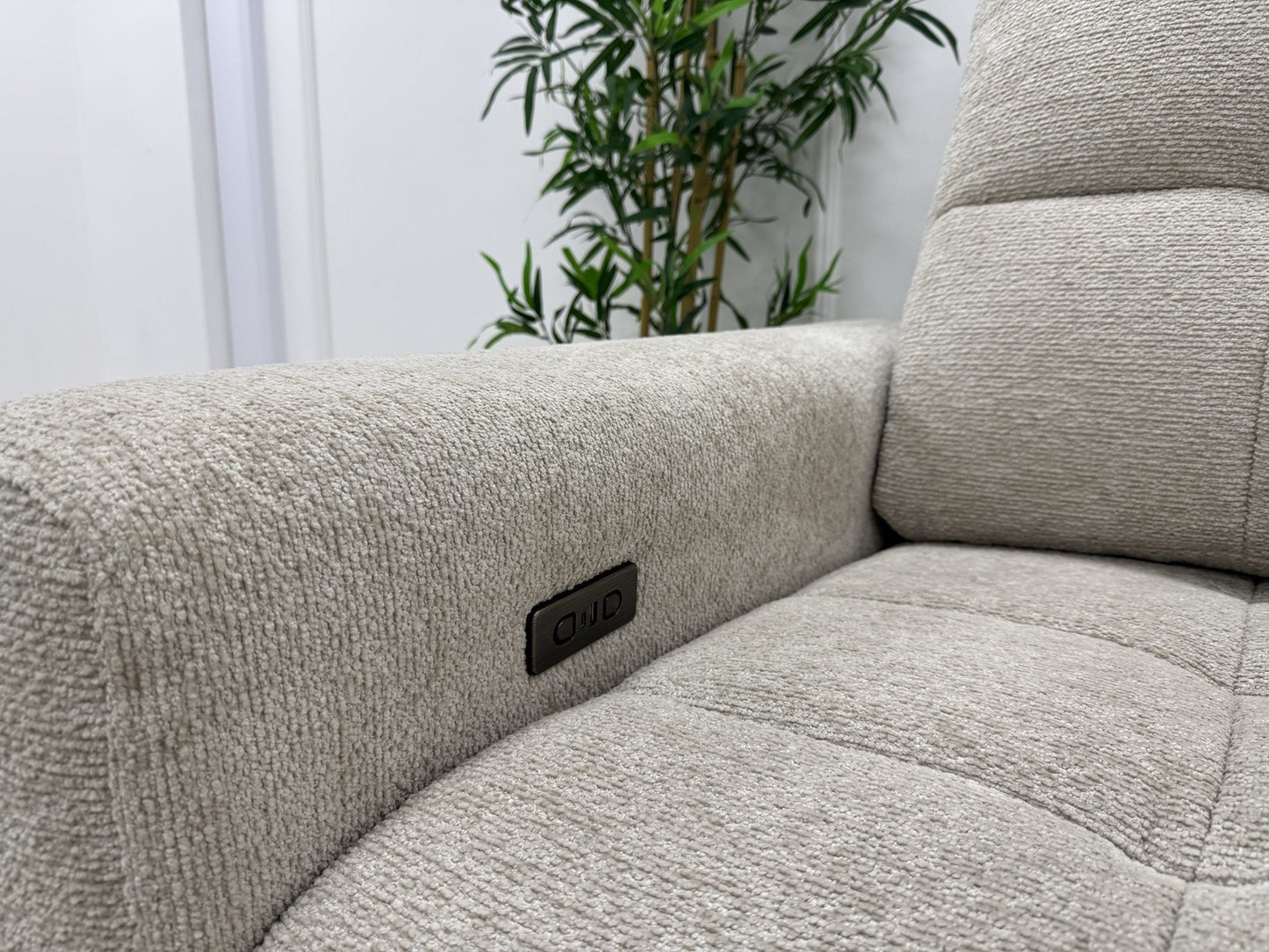 DFS Una Power Slider Chair In Roma Oyster Fabric