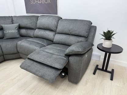 Oak Furnitureland Goodwood Power Recliner Corner Sofa In Plush Charcoal Fabric