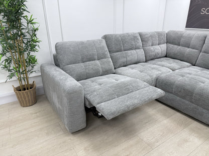 DFS Steller Power Recliner Slider Corner Sofa In Mist Grey Fabric
