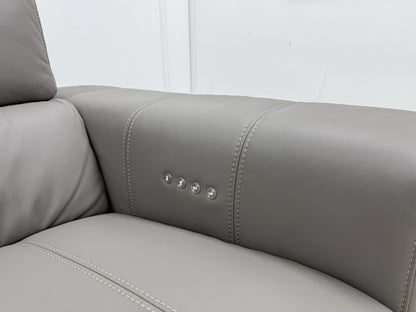DFS Showcase Power Recliner 2 Seater Sofa In Elephant Grey Leather