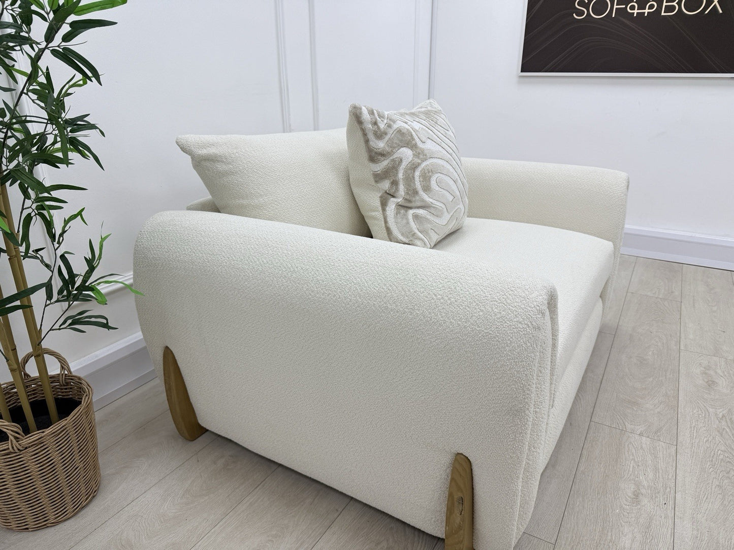 Sofology Marble Arch Love Seat In Cream Boucle Fabric