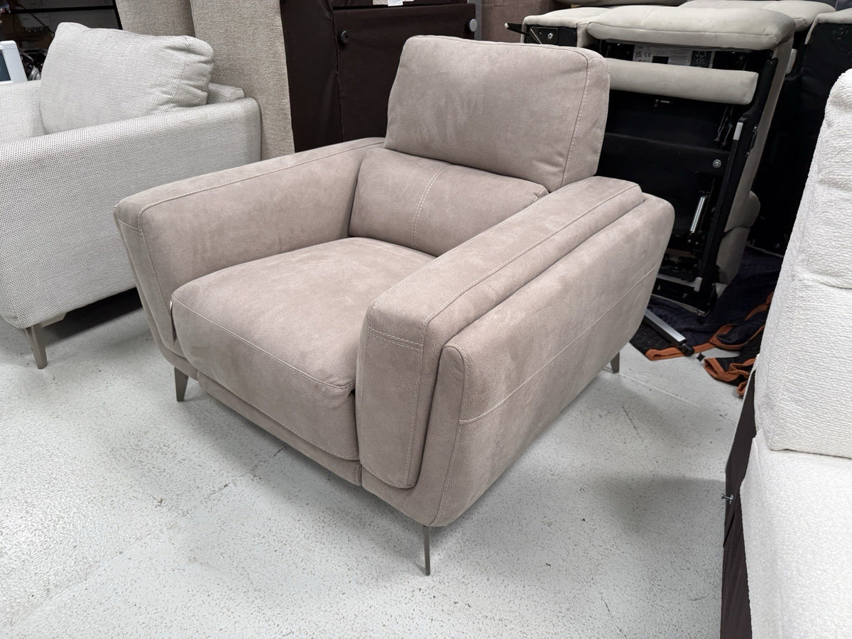 DFS San Mateo Power Recliner Chair In Stone Fabric