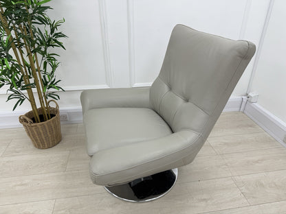 Sofology The Viento/Missouri Swivel Chair In Light Grey Leather