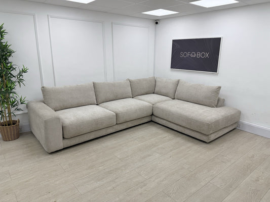 Sofology Amalfi Corner Sofa In Cosy Chenille Stone Fabric