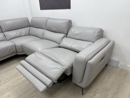 DFS San Antonio Power Recliner Heated Corner Sofa In Misty Grey Leather