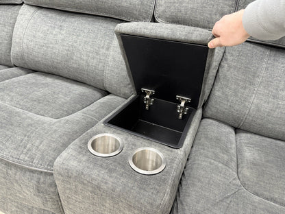 Harvey's Brooklyn 3 X Power Recliner Corner Sofa In Charcoal